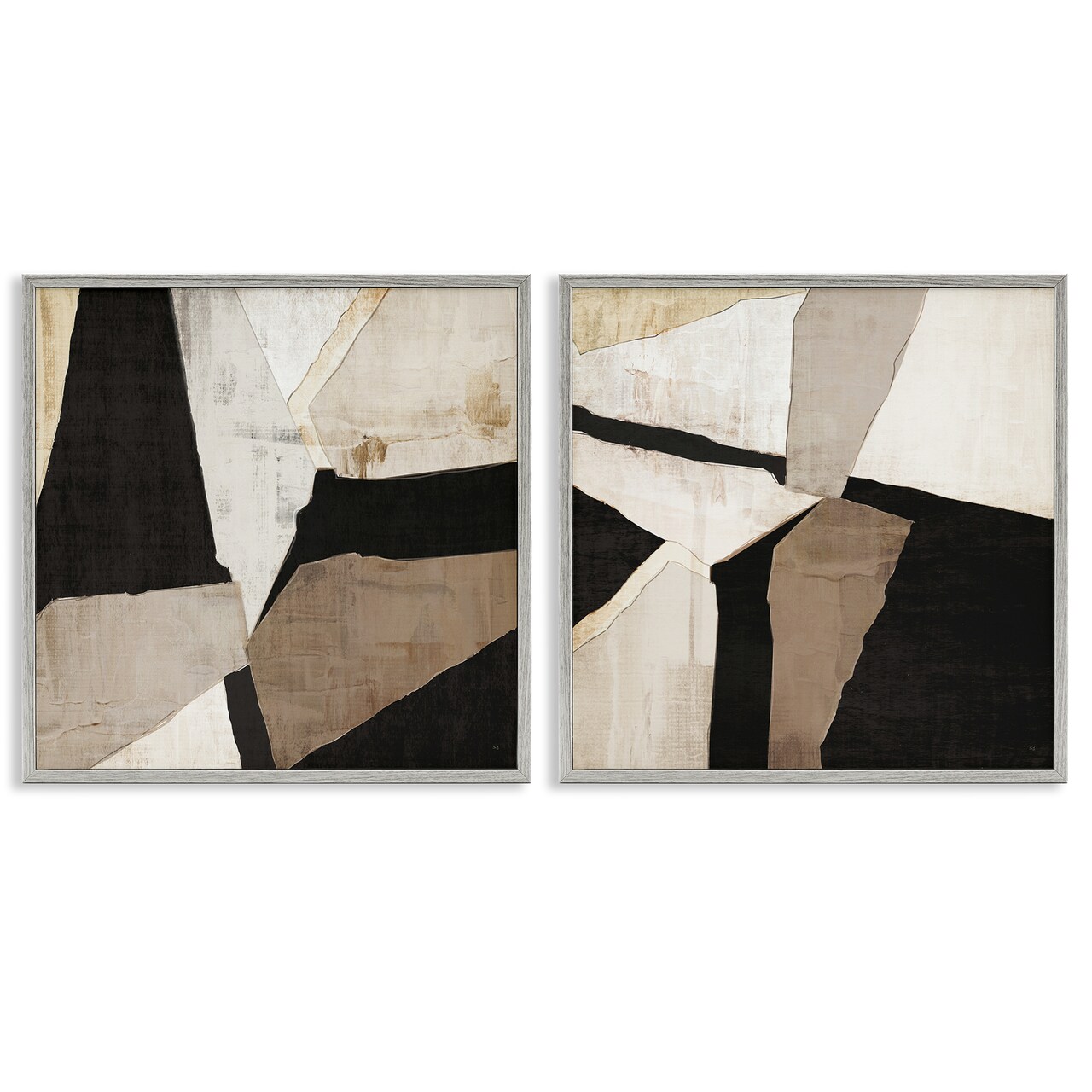 Stupell Industries Neutral Fragmented Geometric Shapes 2pc Framed Giclee Set By Susan Jill